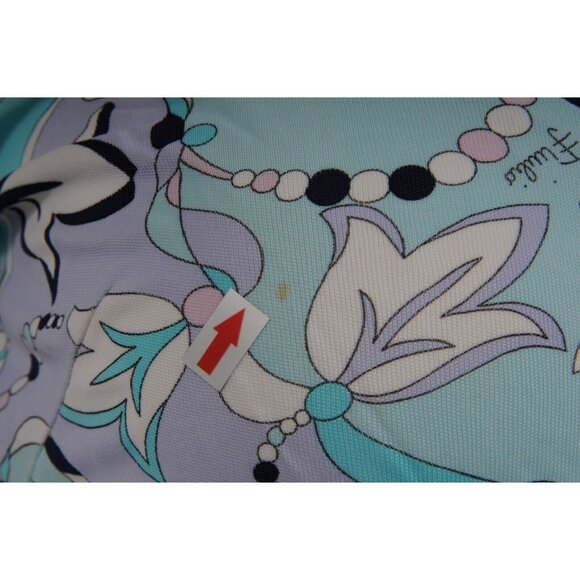 Emilio Pucci Floral V Neck Top US 8 IT 38 Blue Purple Pink Viscose Long Sleeve - Picture 4 of 9